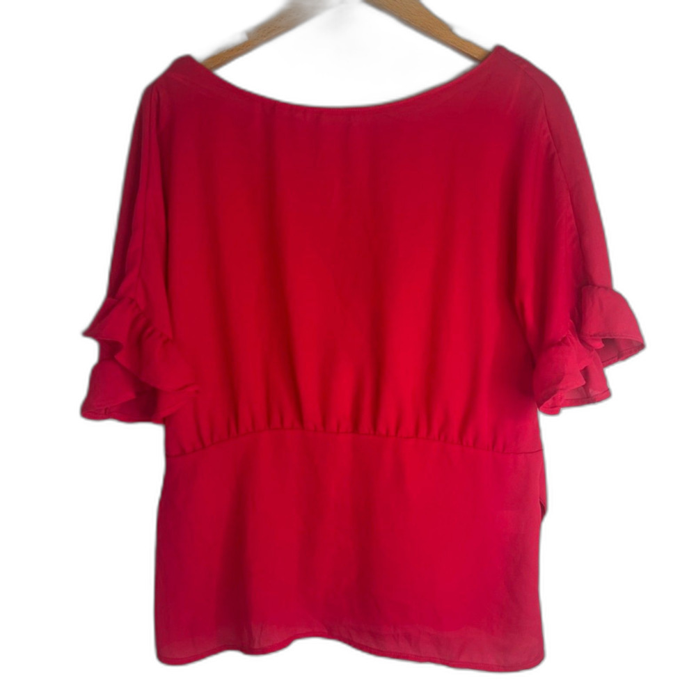 Sweet Pea by Stacy Frati Dark‎ PinkTie Waist Reversible Lightweight Blouse Sz SM